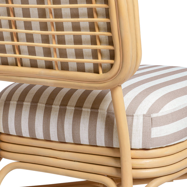 Dorine Striped Performance Linen &amp; Rattan Accent Chair, view 5
