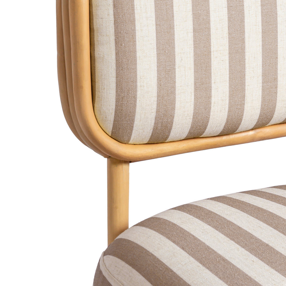 Dorine Striped Performance Linen & Rattan Accent Chair, view 6