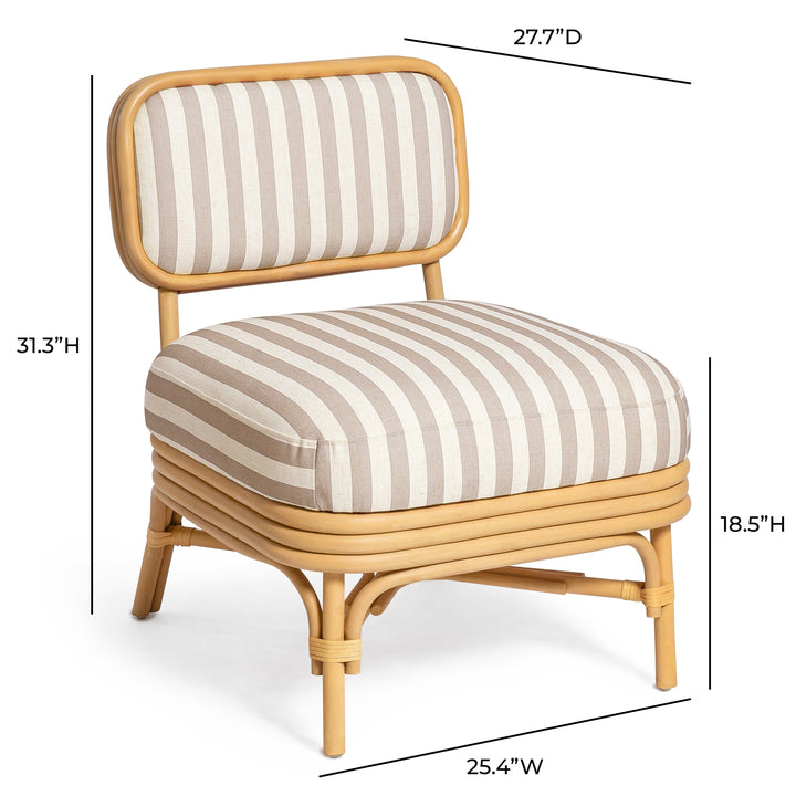 Dorine Striped Performance Linen &amp; Rattan Accent Chair, view 8