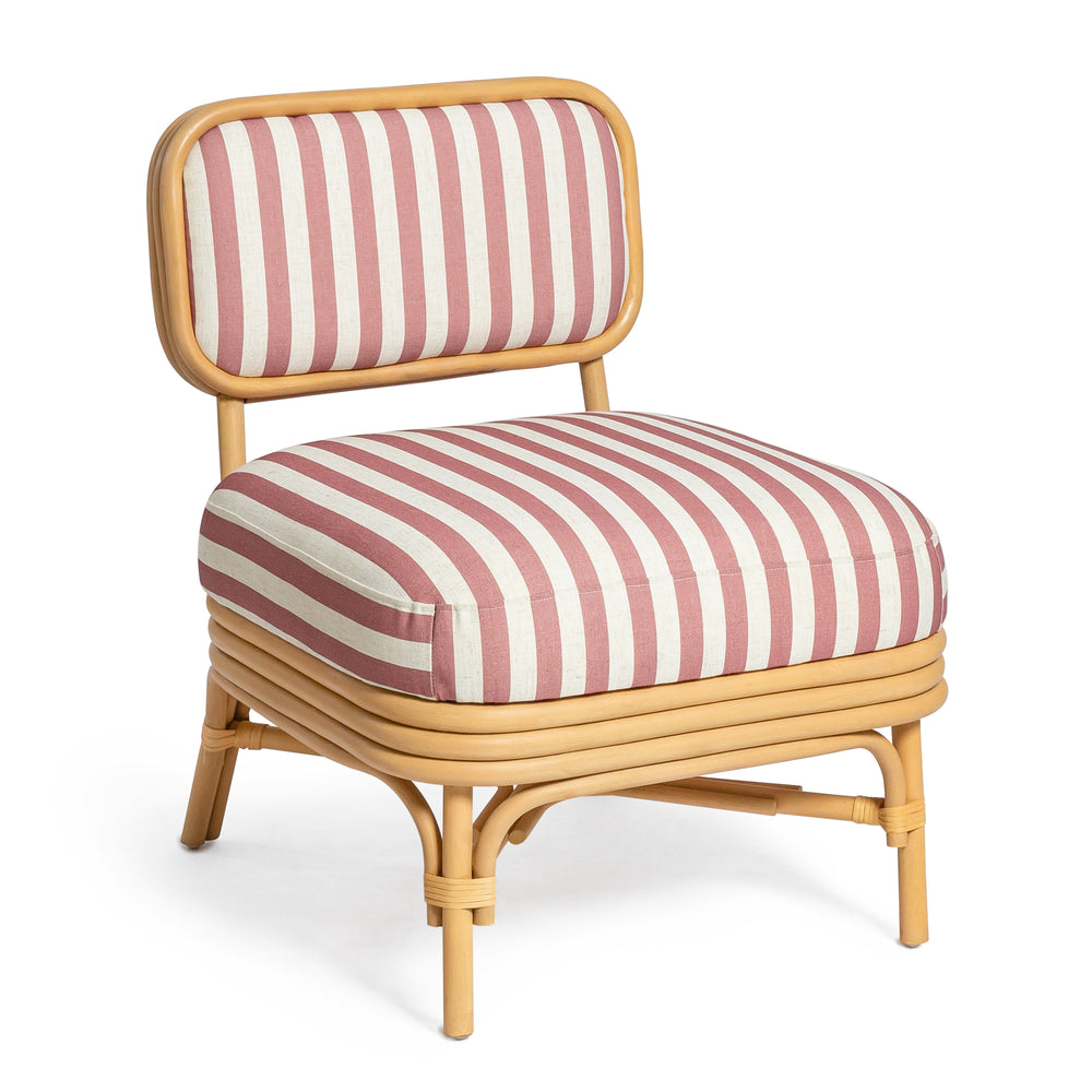 Dorine Striped Performance Linen & Rattan Accent Chair, view 9