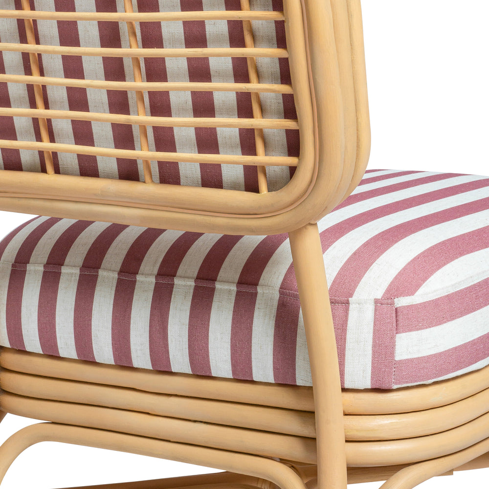 Dorine Striped Performance Linen & Rattan Accent Chair, view 12