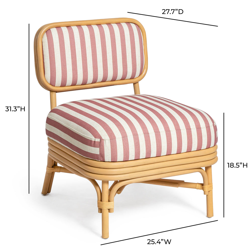 Dorine Striped Performance Linen & Rattan Accent Chair, view 15