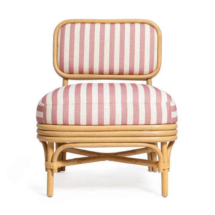 Dorine Striped Performance Linen &amp; Rattan Accent Chair, view 11