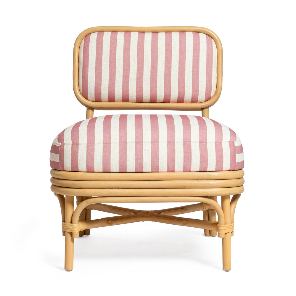 Dorine Striped Performance Linen & Rattan Accent Chair, view 11