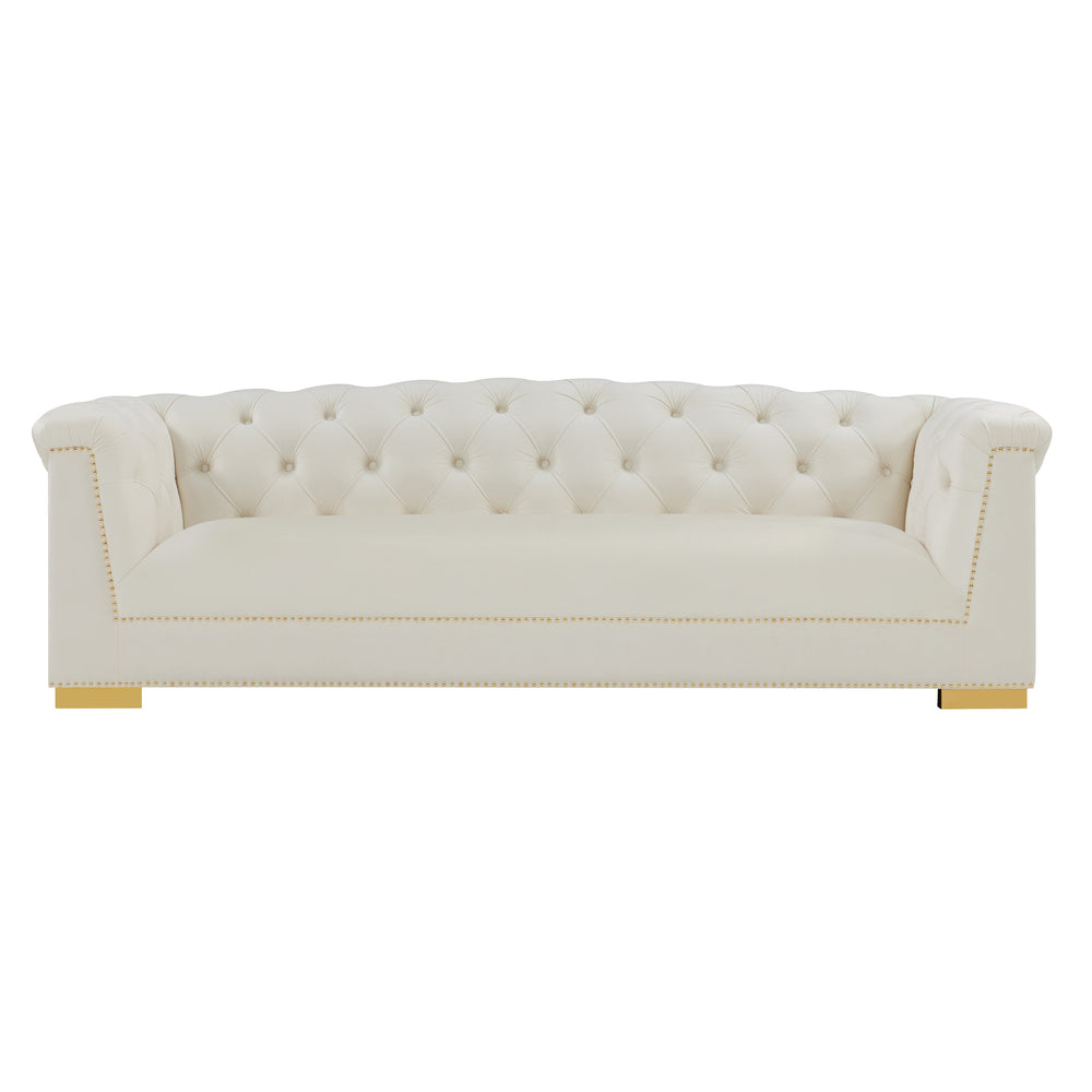 Farah 91" Performance Velvet Sofa by Inspire Me! Home Decor - Cream
