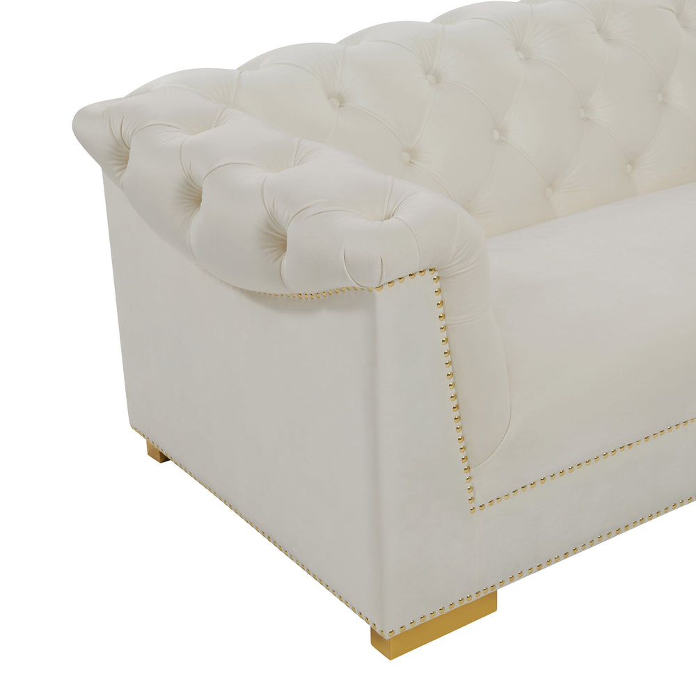 Farah 91" Performance Velvet Sofa by Inspire Me! Home Decor - Cream