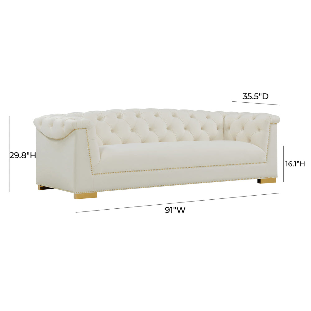 Farah 91" Performance Velvet Sofa by Inspire Me! Home Decor - Cream