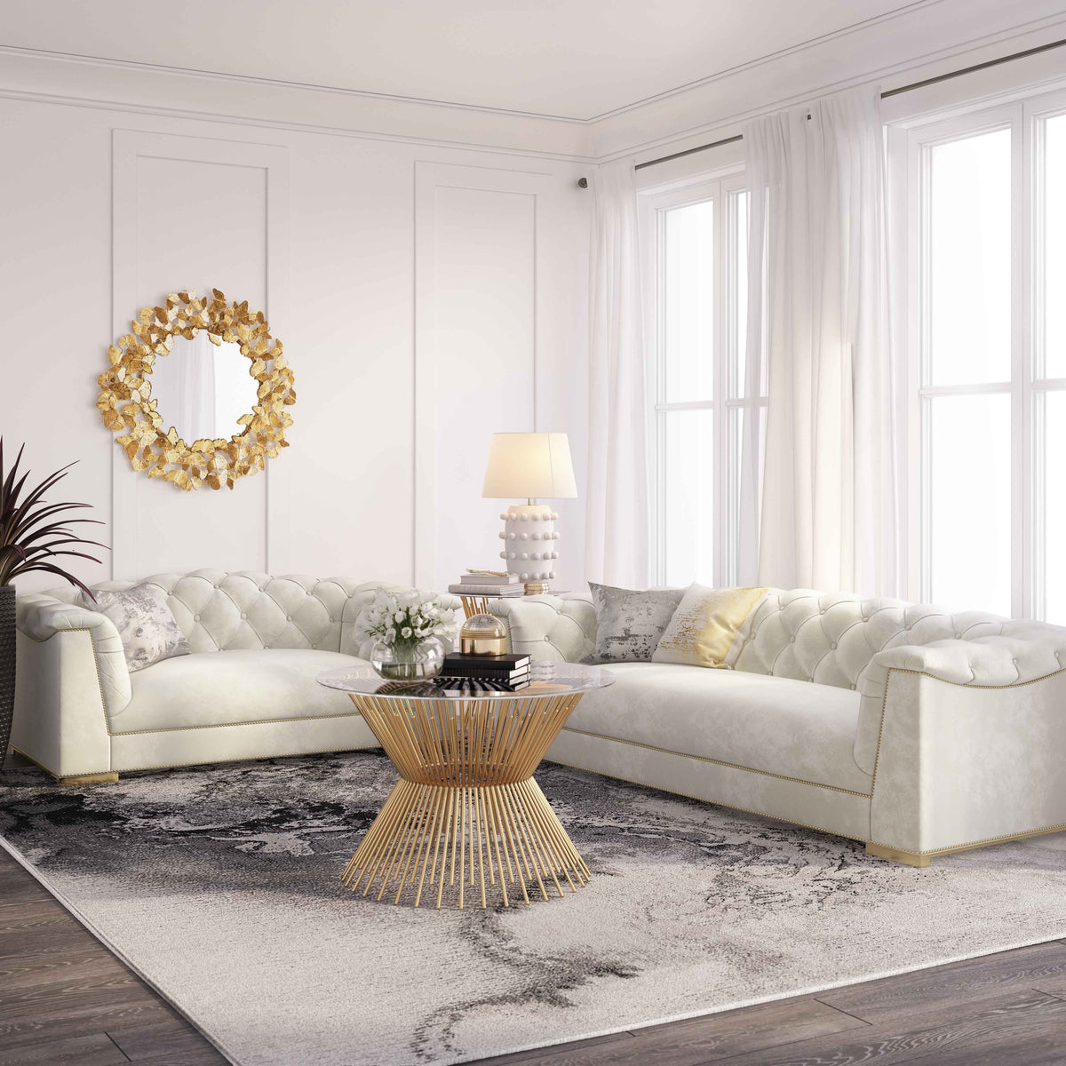 Farah 91" Performance Velvet Sofa by Inspire Me! Home Decor - Cream