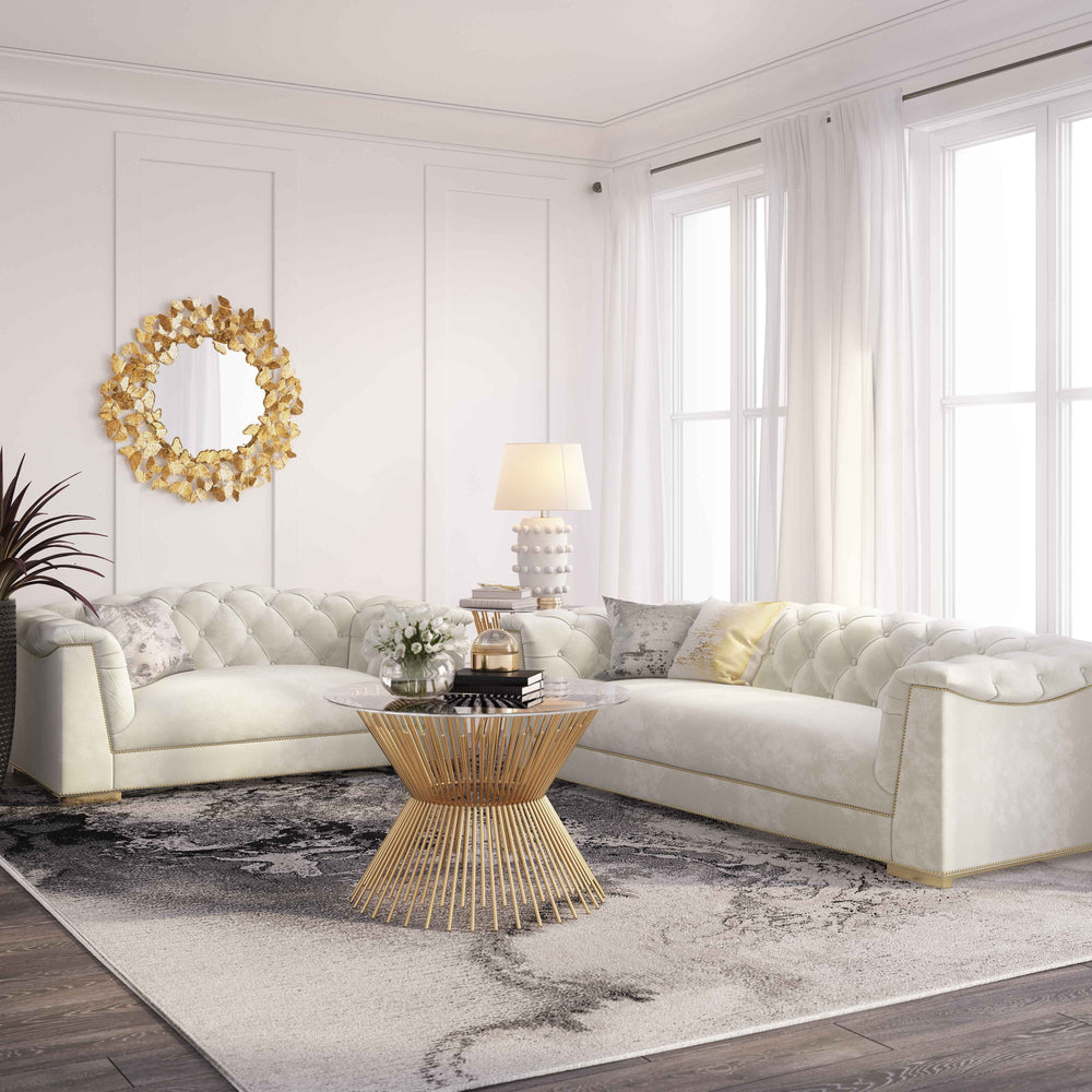 Farah 91" Performance Velvet Sofa by Inspire Me! Home Decor - Cream