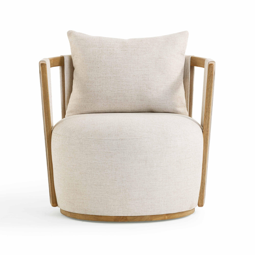 Paolo Textured Contract-Grade Weave Fabric Swivel Accent Chair - Cream
