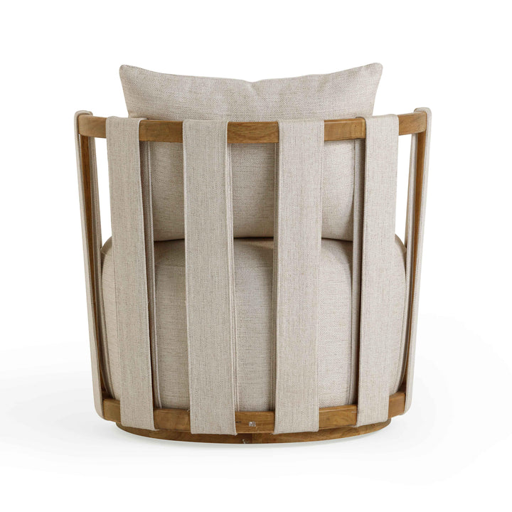 Paolo Textured Contract-Grade Weave Fabric Swivel Accent Chair - Cream