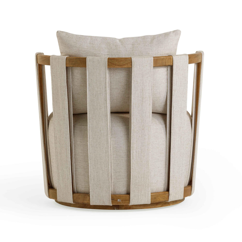 Paolo Textured Contract-Grade Weave Fabric Swivel Accent Chair - Cream