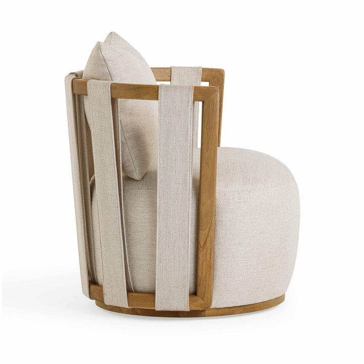 Paolo Textured Contract-Grade Weave Fabric Swivel Accent Chair - Cream