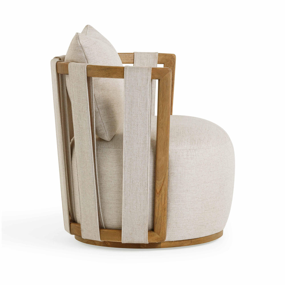Paolo Textured Contract-Grade Weave Fabric Swivel Accent Chair - Cream