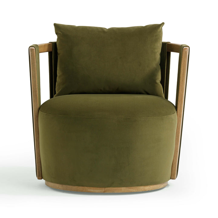 Paolo Upcycled Contract-Grade Fabric Swivel Accent Chair - Green