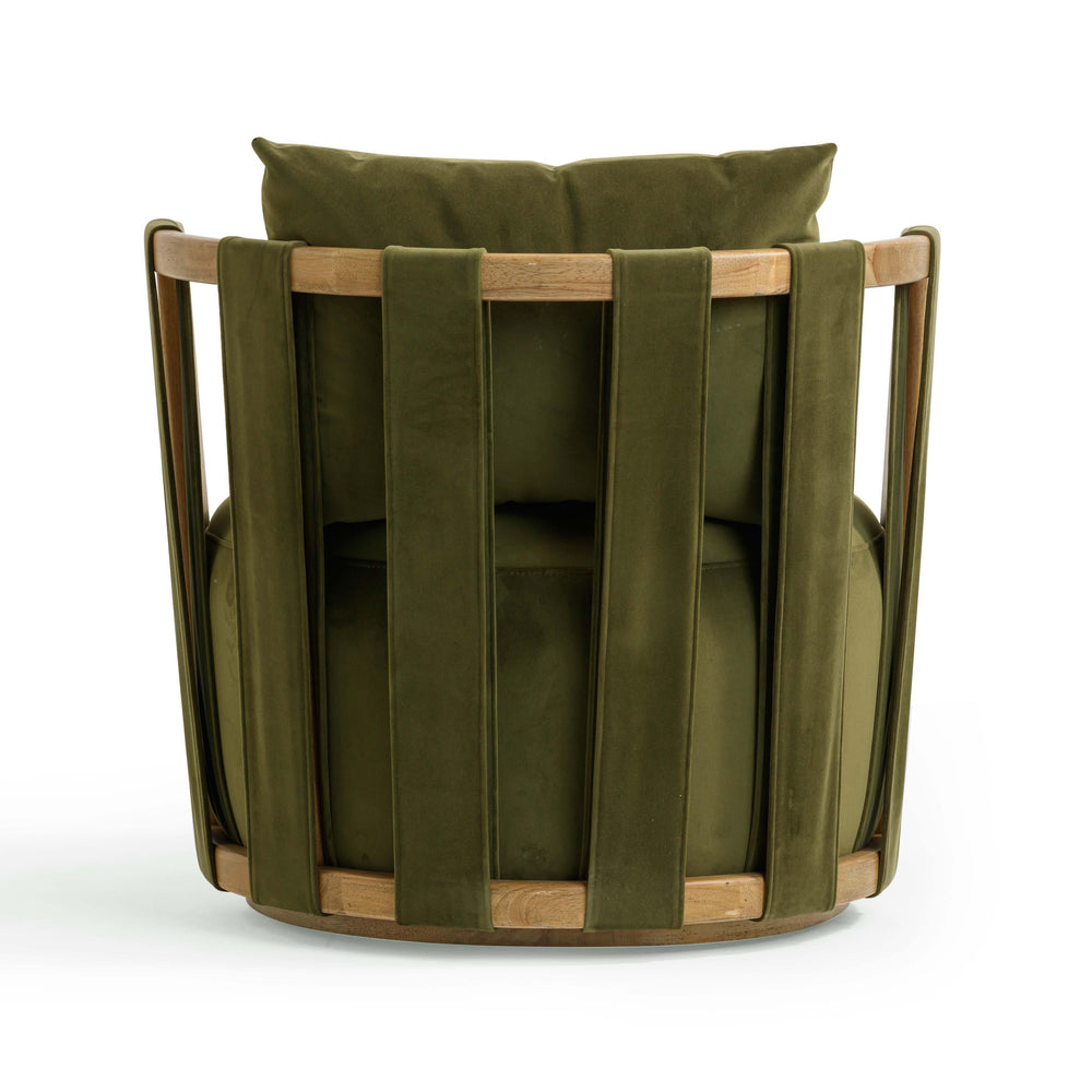 Paolo Upcycled Contract-Grade Fabric Swivel Accent Chair - Green