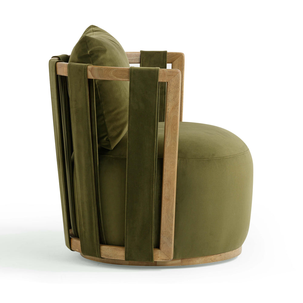 Paolo Upcycled Contract-Grade Fabric Swivel Accent Chair - Green