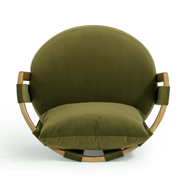 Paolo Upcycled Contract-Grade Fabric Swivel Accent Chair - Green
