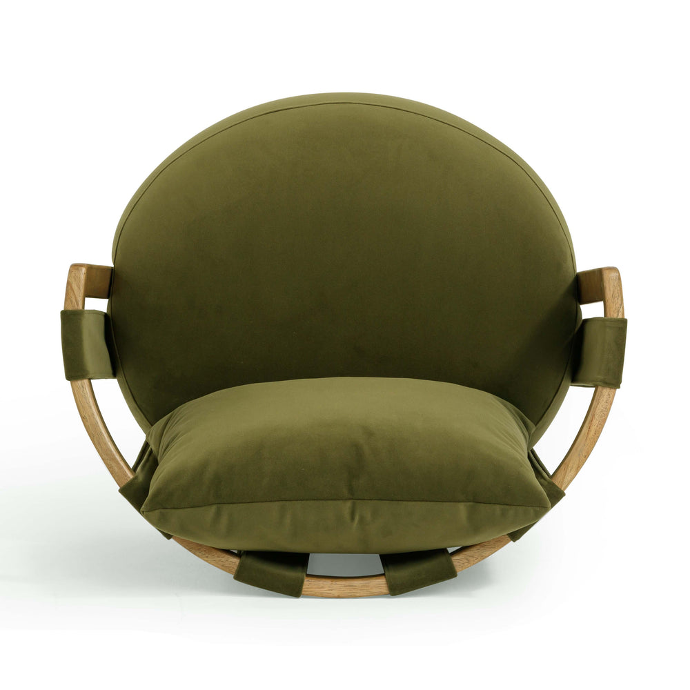 Paolo Upcycled Contract-Grade Fabric Swivel Accent Chair - Green