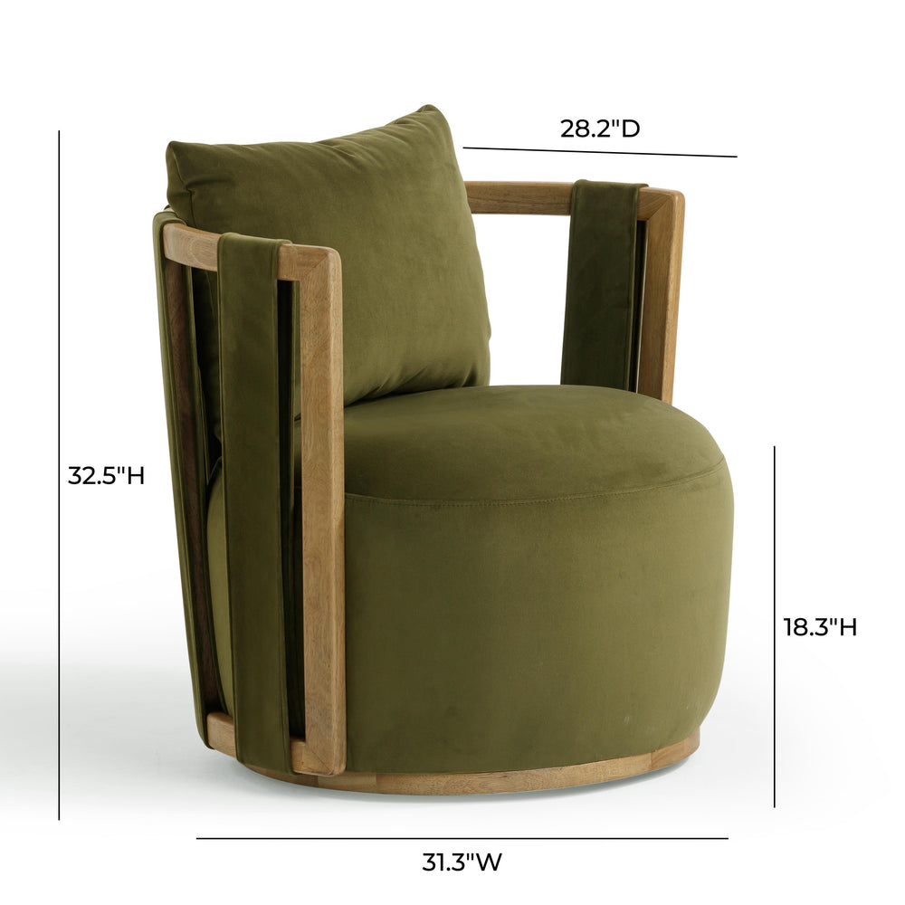Paolo Upcycled Contract-Grade Fabric Swivel Accent Chair - Green