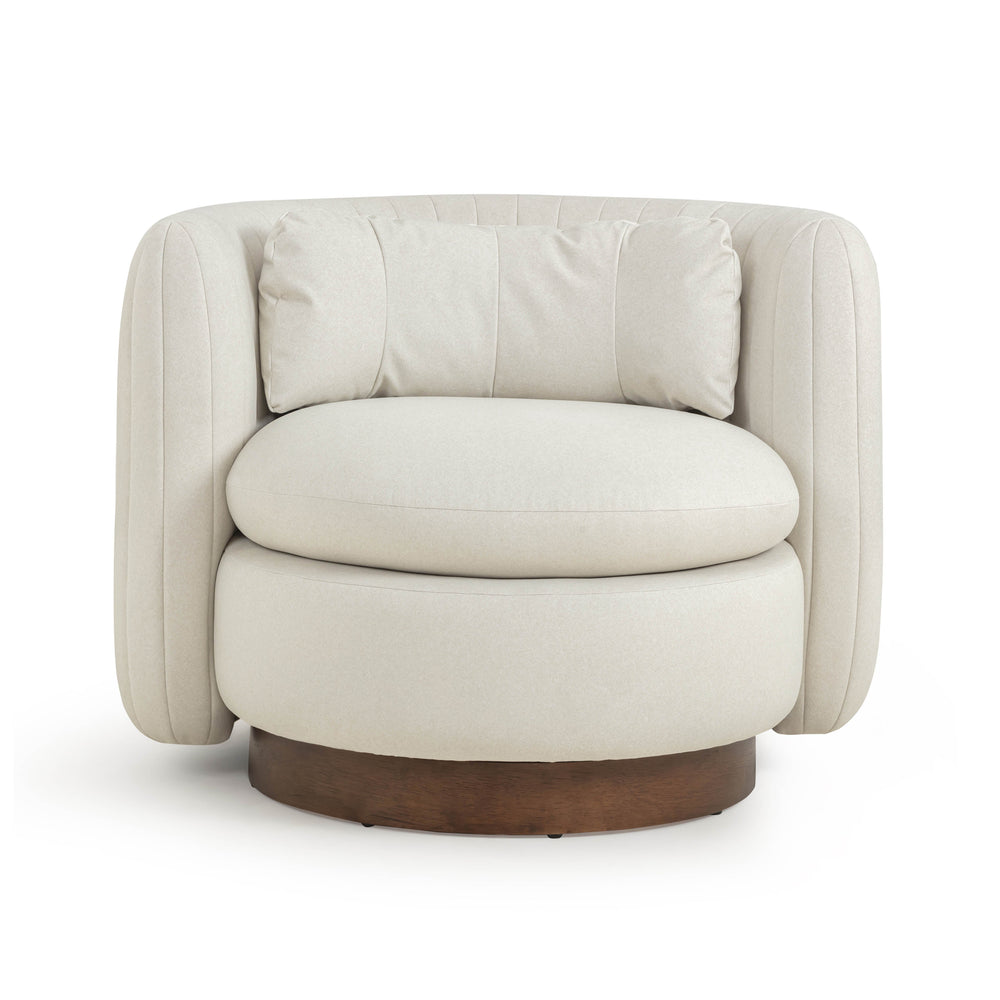 Nura Cream Performance Vegan Mohair Swivel Accent Chair
