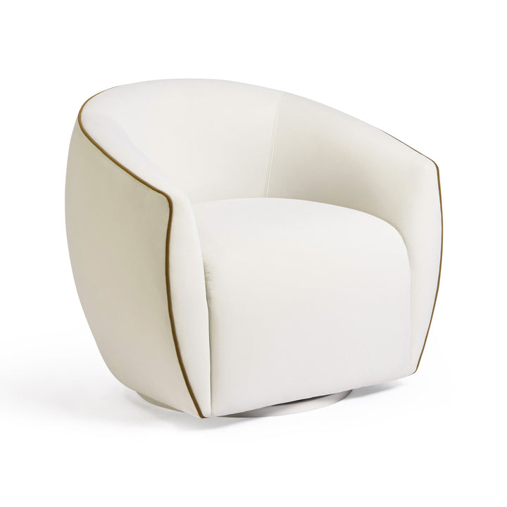 Jordan Contrast Piping Performance Velvet Swivel Accent Chair