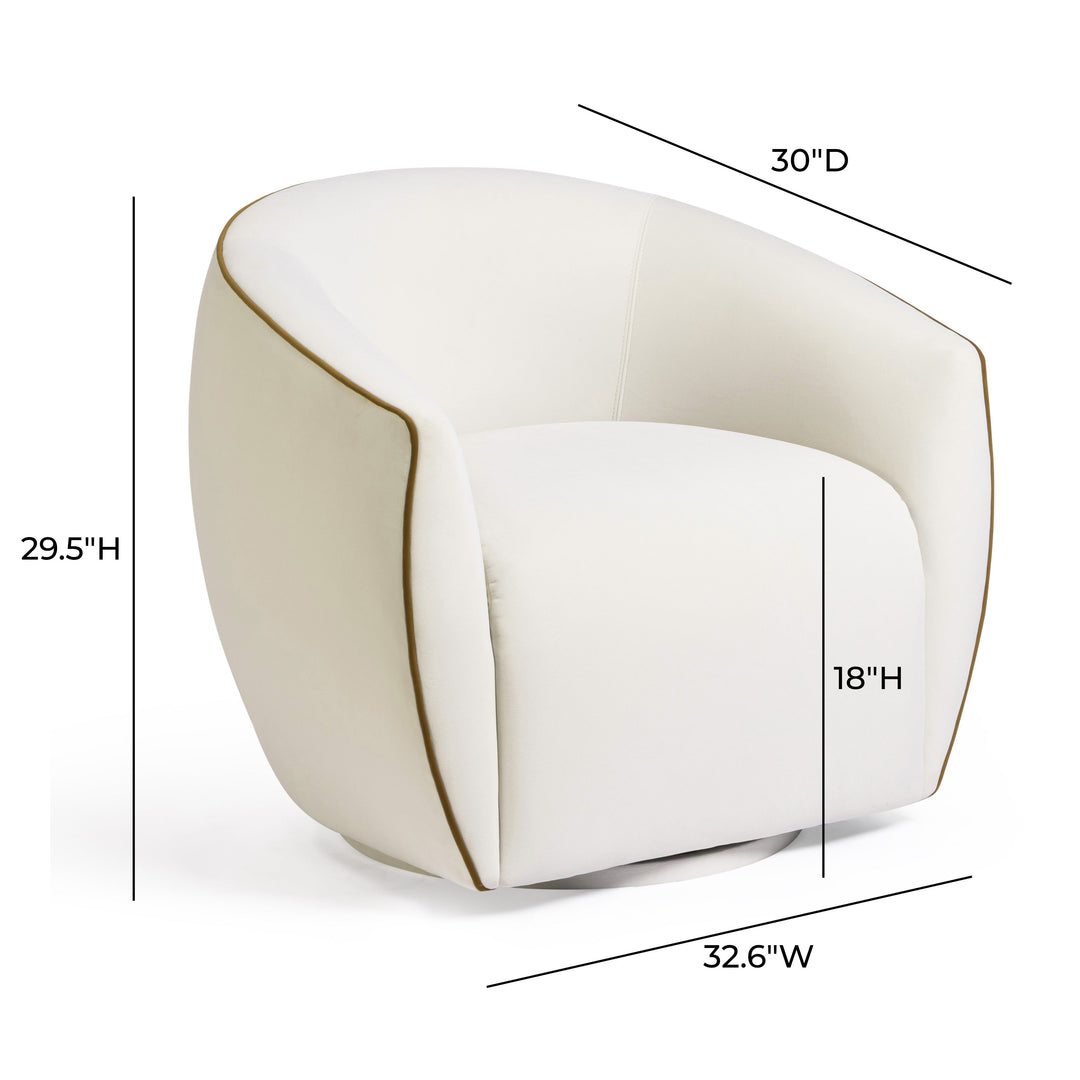 Jordan Contrast Piping Performance Velvet Swivel Accent Chair