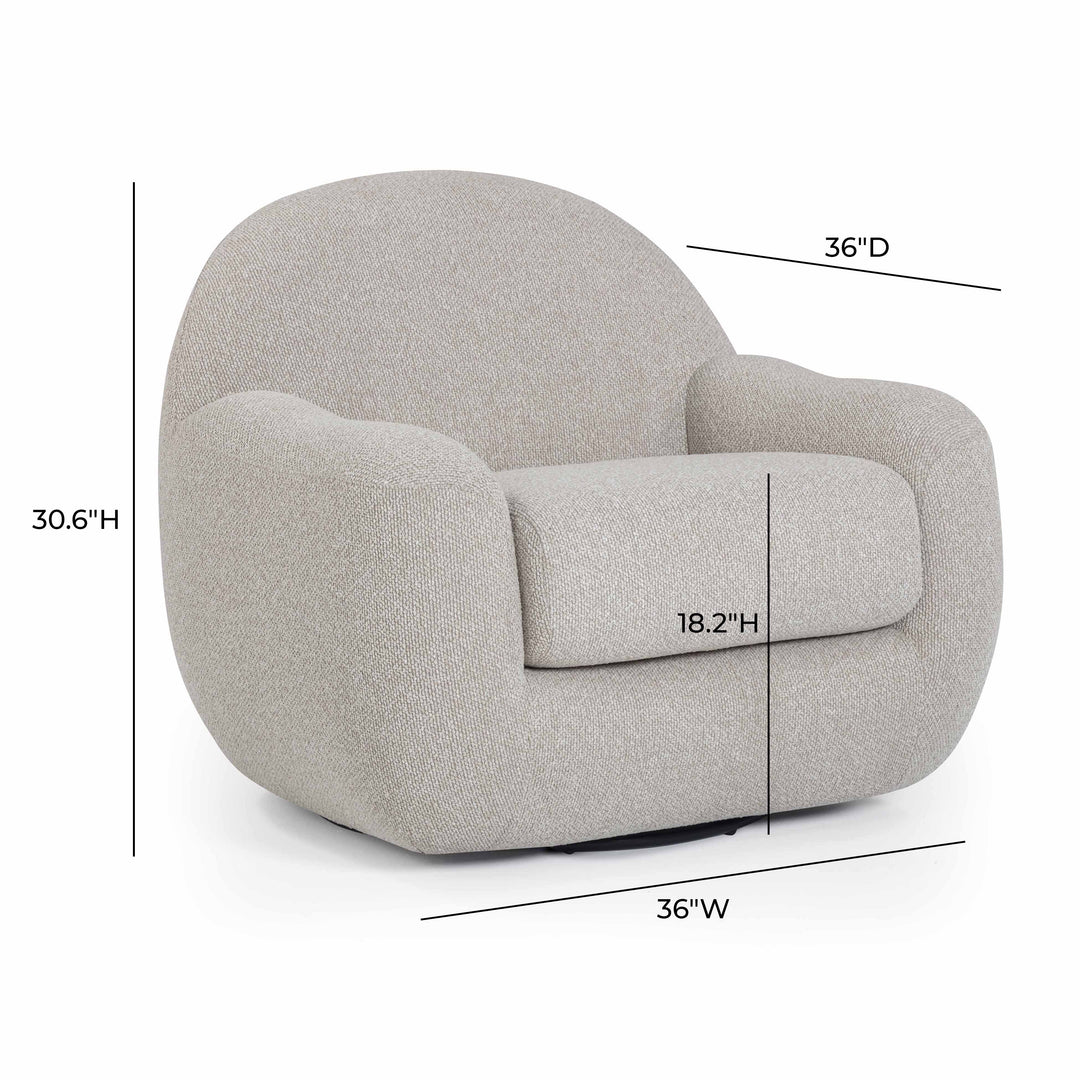 Tiago Warm Grey Performance Boucle Swivel Accent Chair