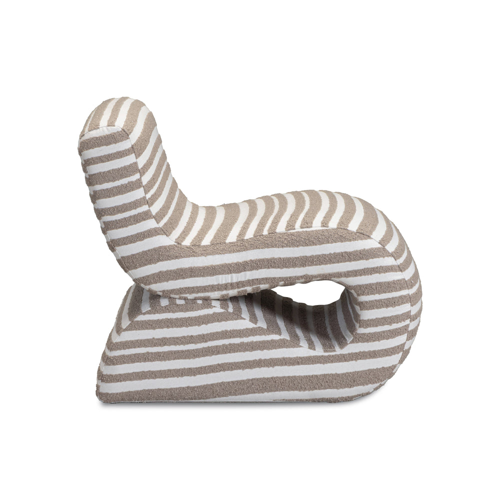 Senna Taupe Organic Stripes Contract-Grade Jacquard Fabric Accent Chair