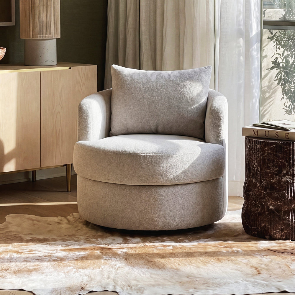 Silvi Performance Boucle Swivel Accent Chair - Off-White