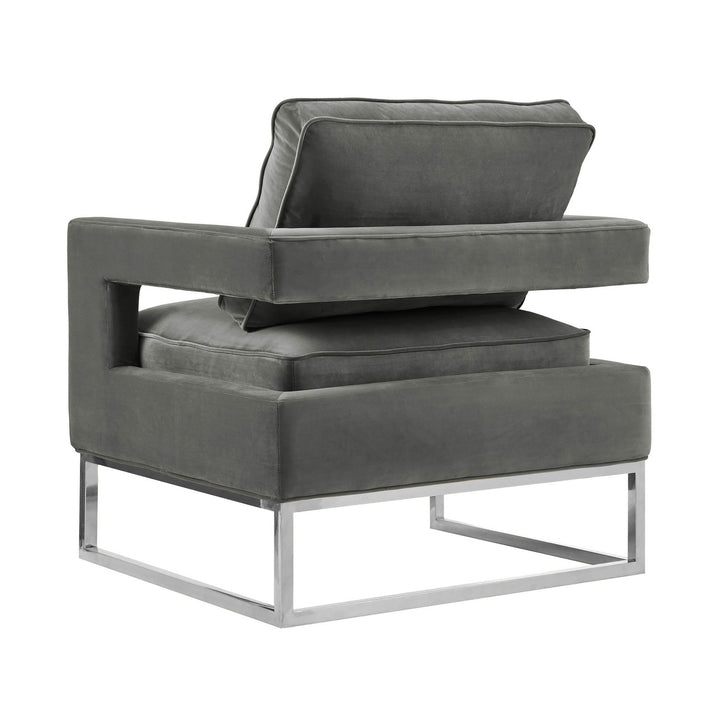 Avery Grey Performance Velvet Accent Chair with Silver Base