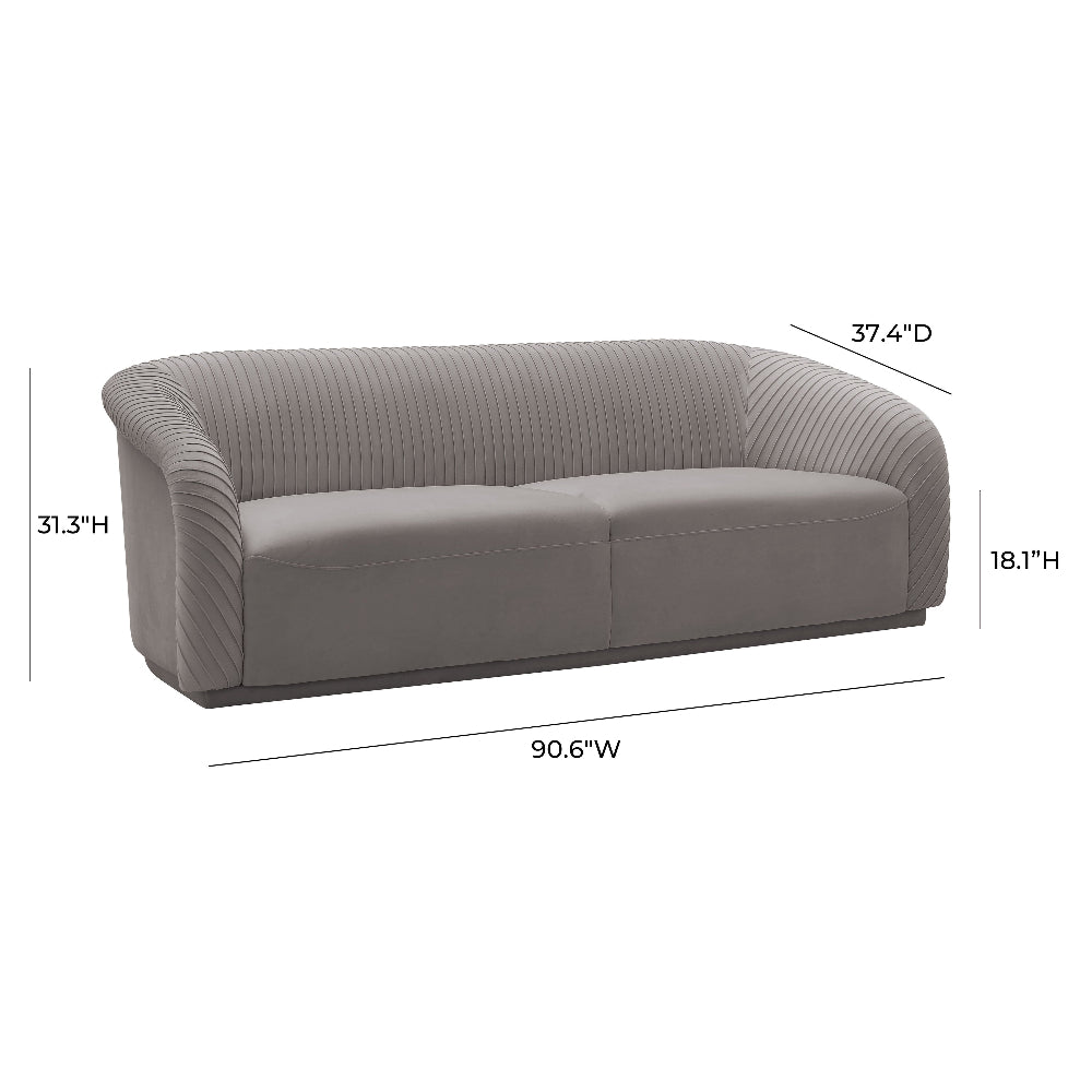 Yara 90.6" Pleated Performance Velvet Sofa