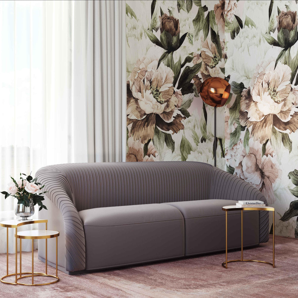 Yara 90.6" Pleated Performance Velvet Sofa