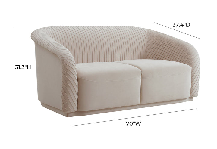 Yara 70" Beige Performance Velvet Loveseat by Inspire Me! Home Decor