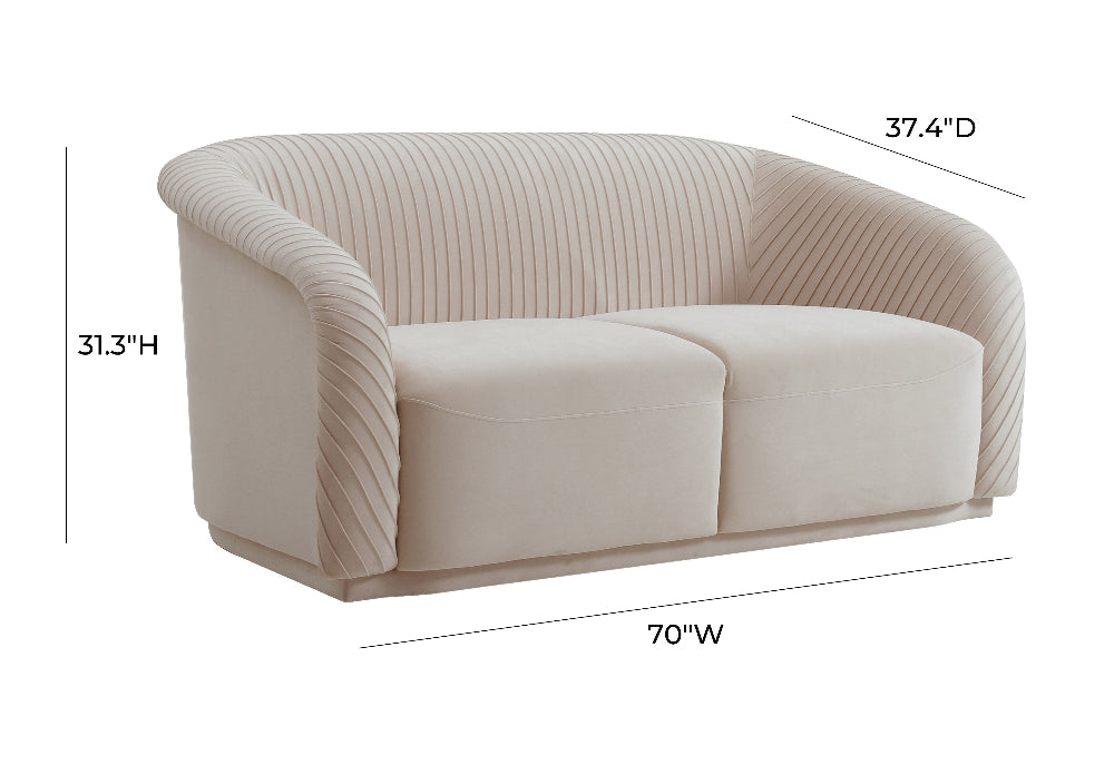 Yara 70" Beige Performance Velvet Loveseat by Inspire Me! Home Decor