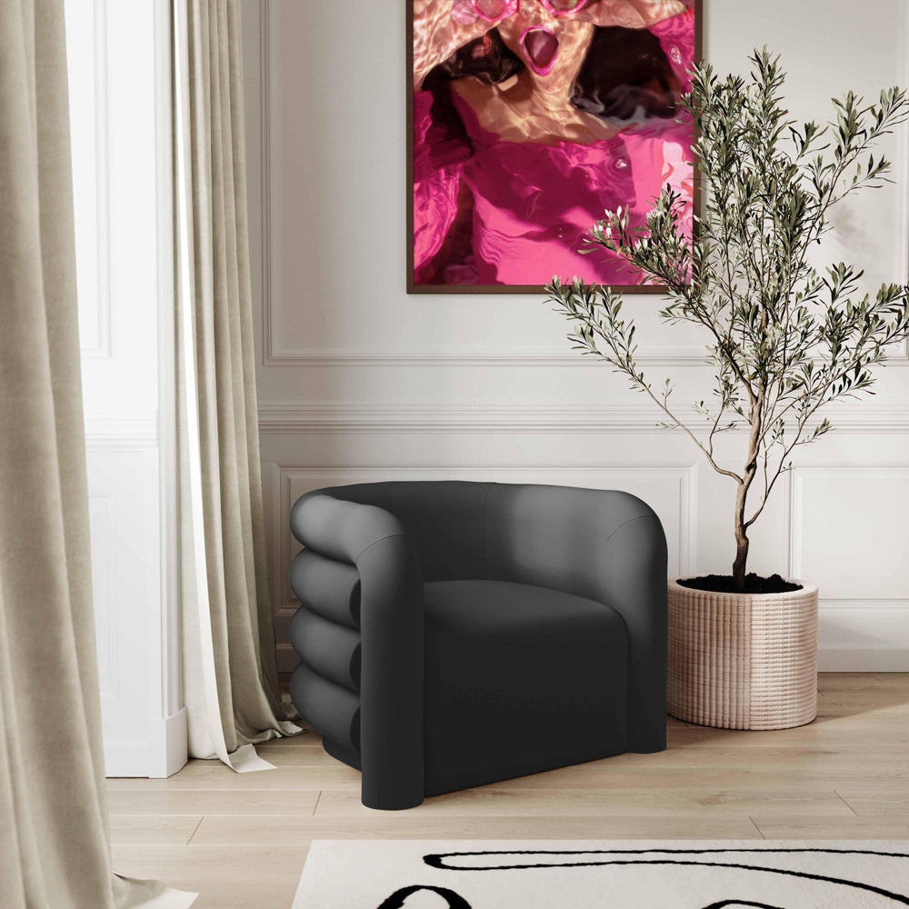 Curves Performance Velvet Lounge Chair - Black