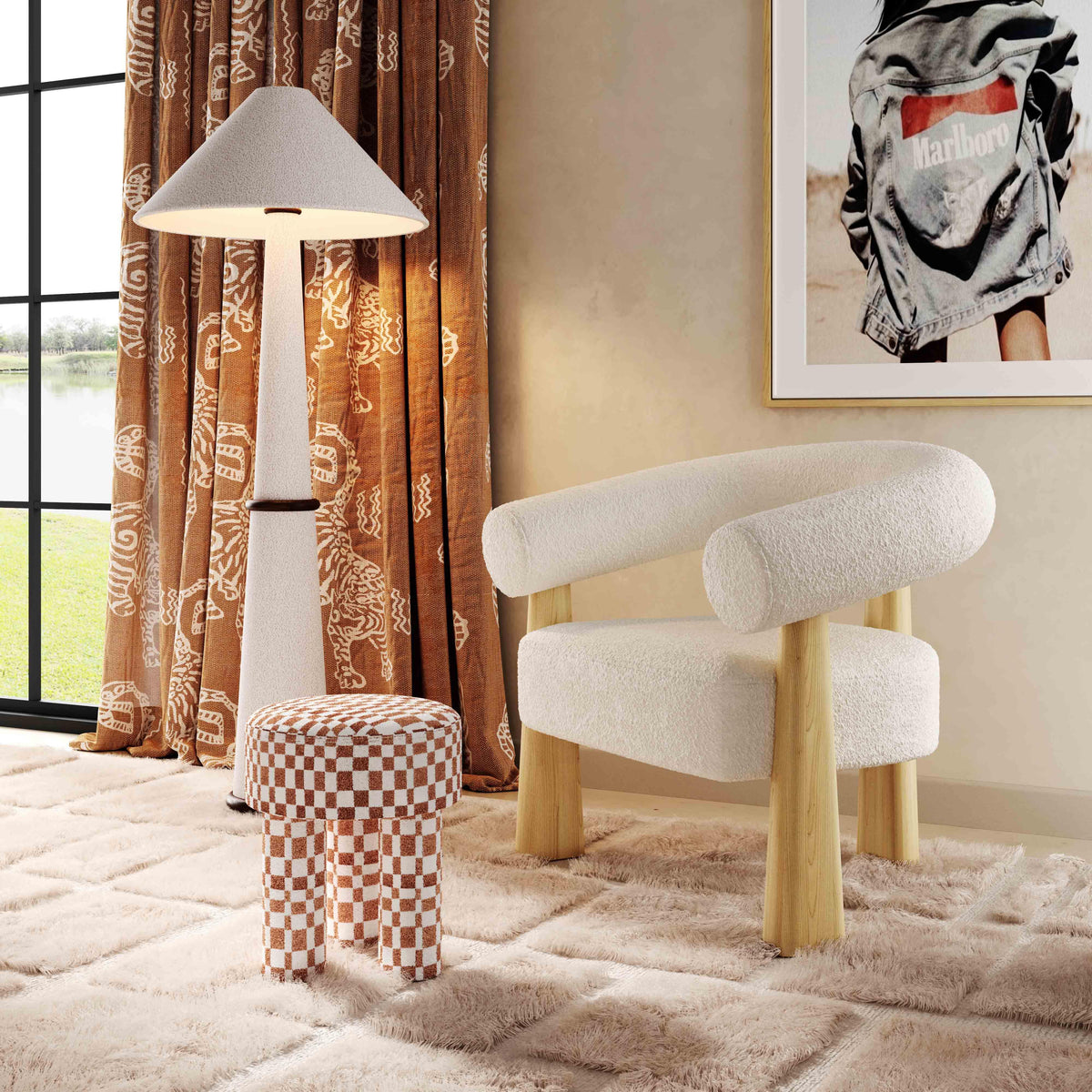 Spara Performance Boucle Accent Chair - Cream