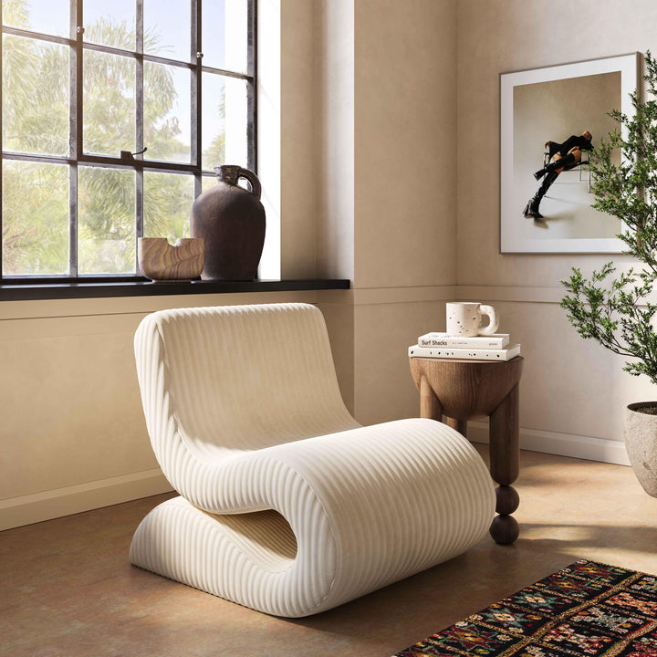 Senna Performance Oversized Corduroy Accent Chair - Cream
