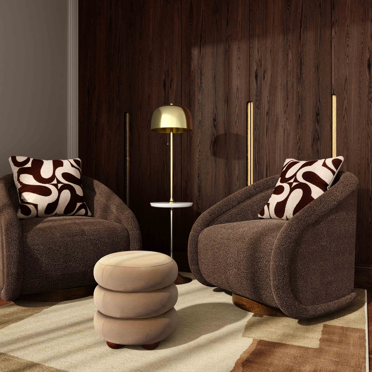 Rory Performance Boucle Swivel Accent Chair - Chocolate Brown