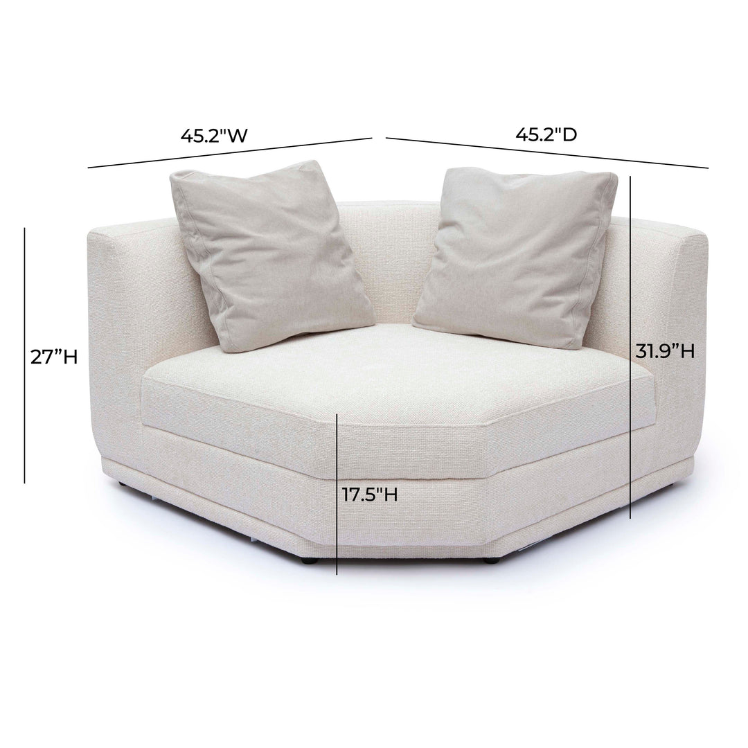 Perry Cream Performance Chenille Modular Wedge Corner Chair