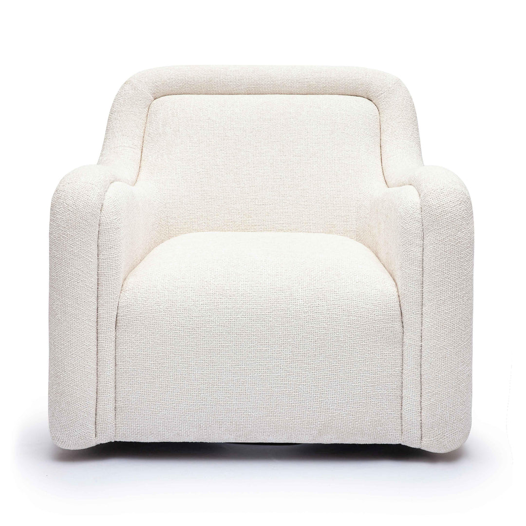 Charli Cream Performance Basketweave Chenille Swivel Chair