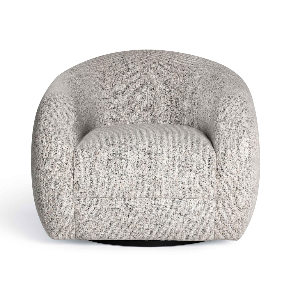 Judy Black and White Woven Performance Fabric Swivel Accent Chair