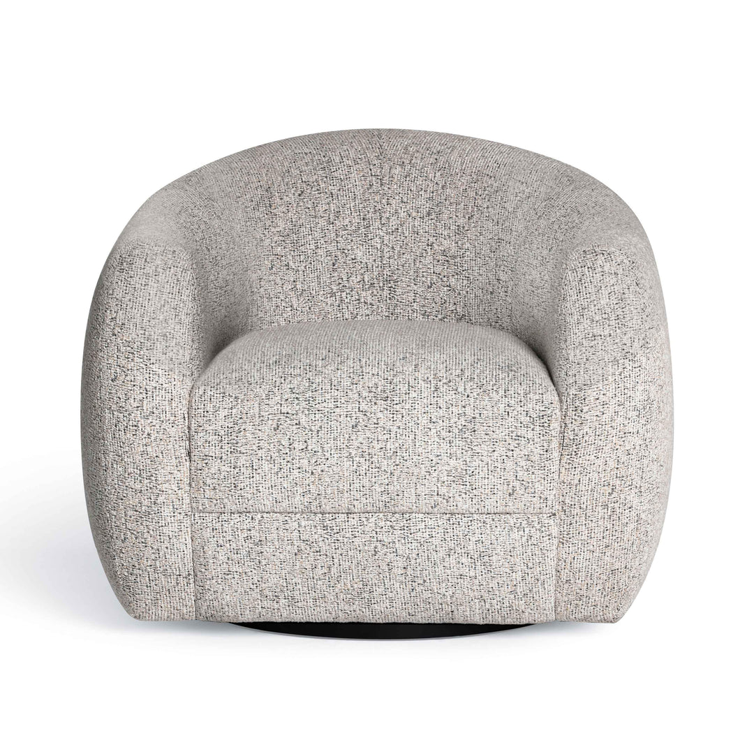 Judy Black and White Woven Performance Fabric Swivel Accent Chair