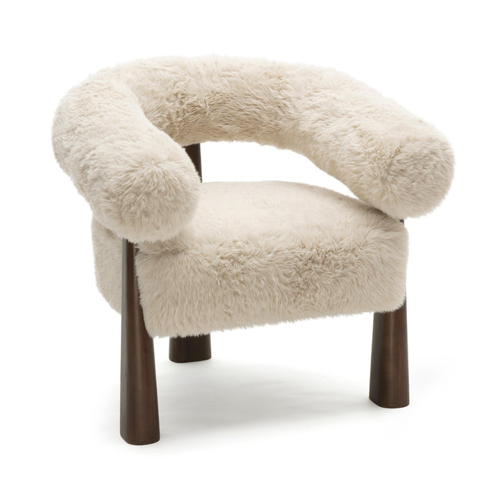 Spara Contract-Grade Straight Vegan Shearling Accent Chair - Natural