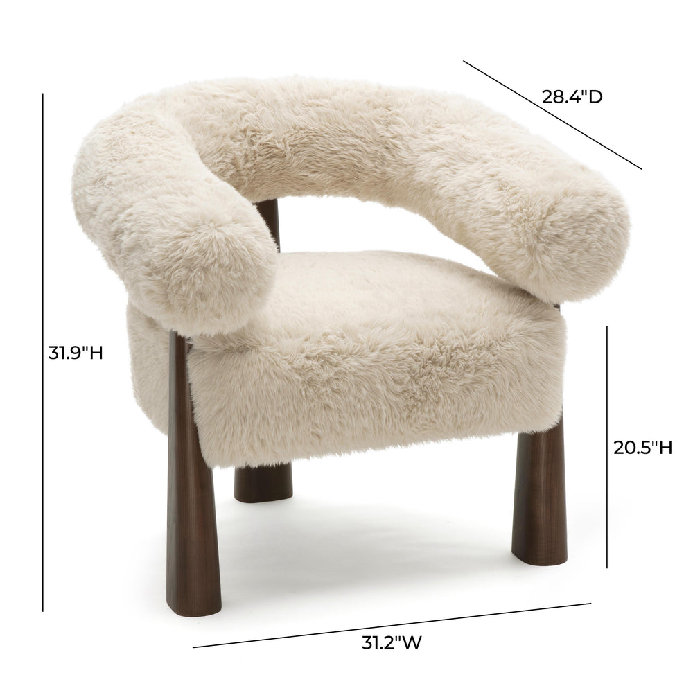 Spara Contract-Grade Straight Vegan Shearling Accent Chair - Natural
