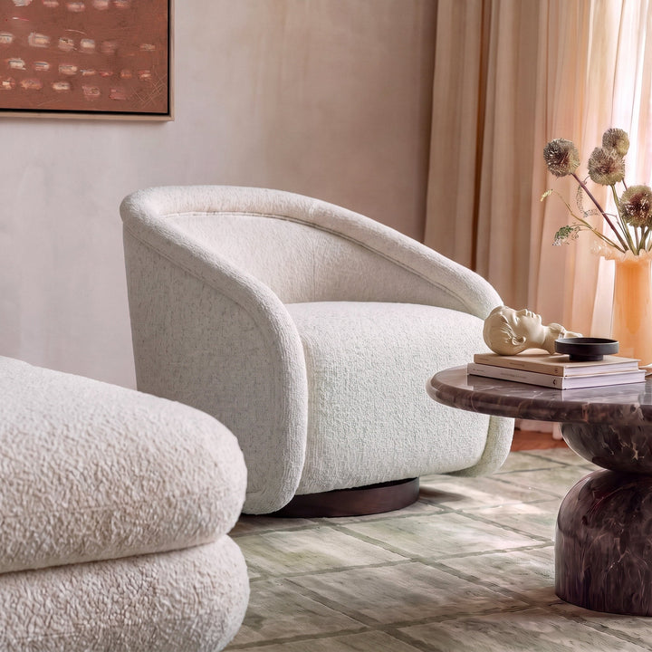 Clarke Cream Performance Boucle Swivel Accent Chair
