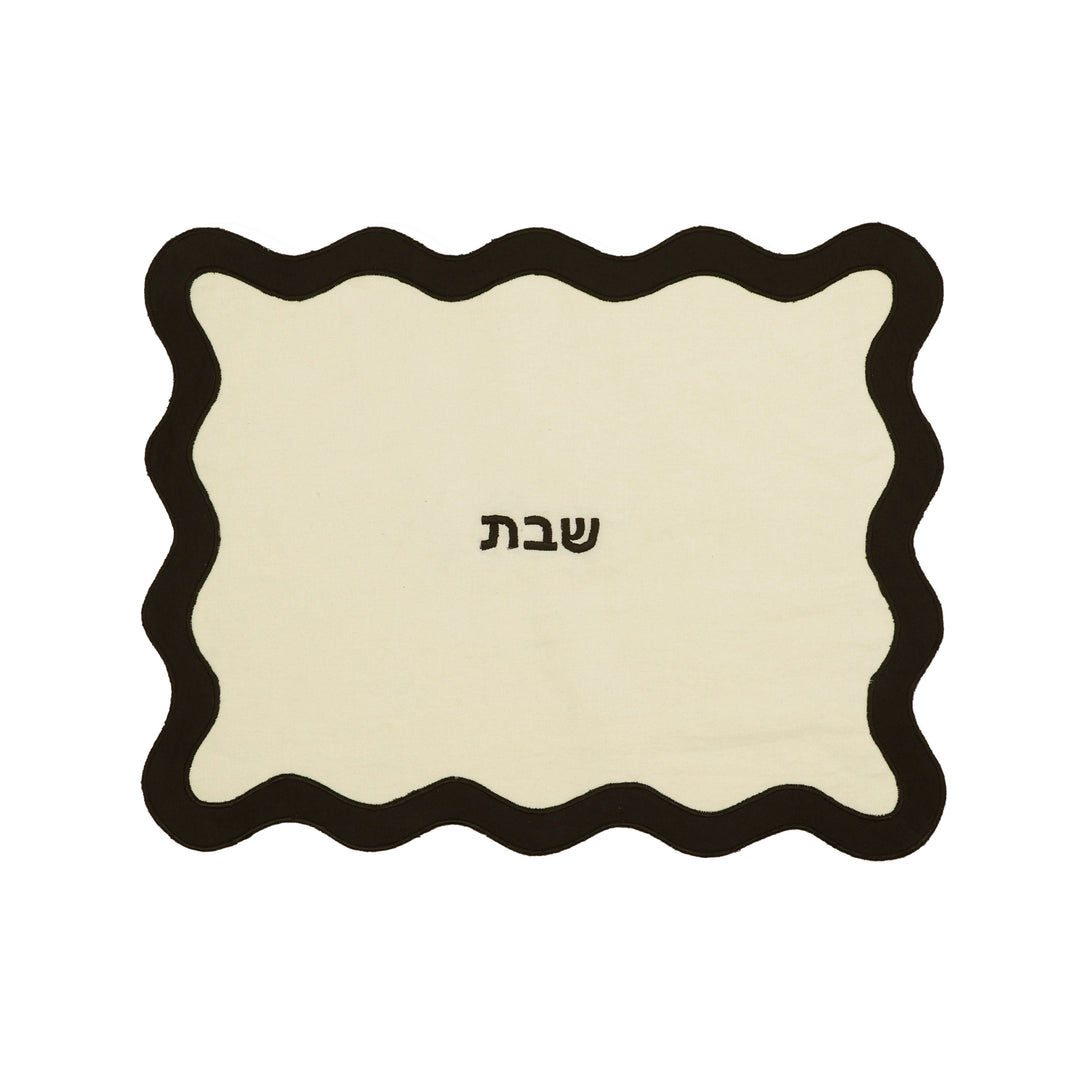 Wavy Cream &amp; Black Challah Cover