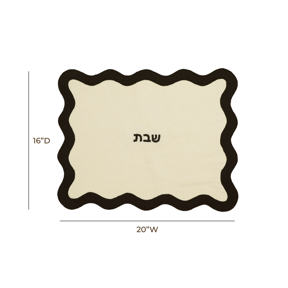 Wavy Cream &amp; Black Challah Cover