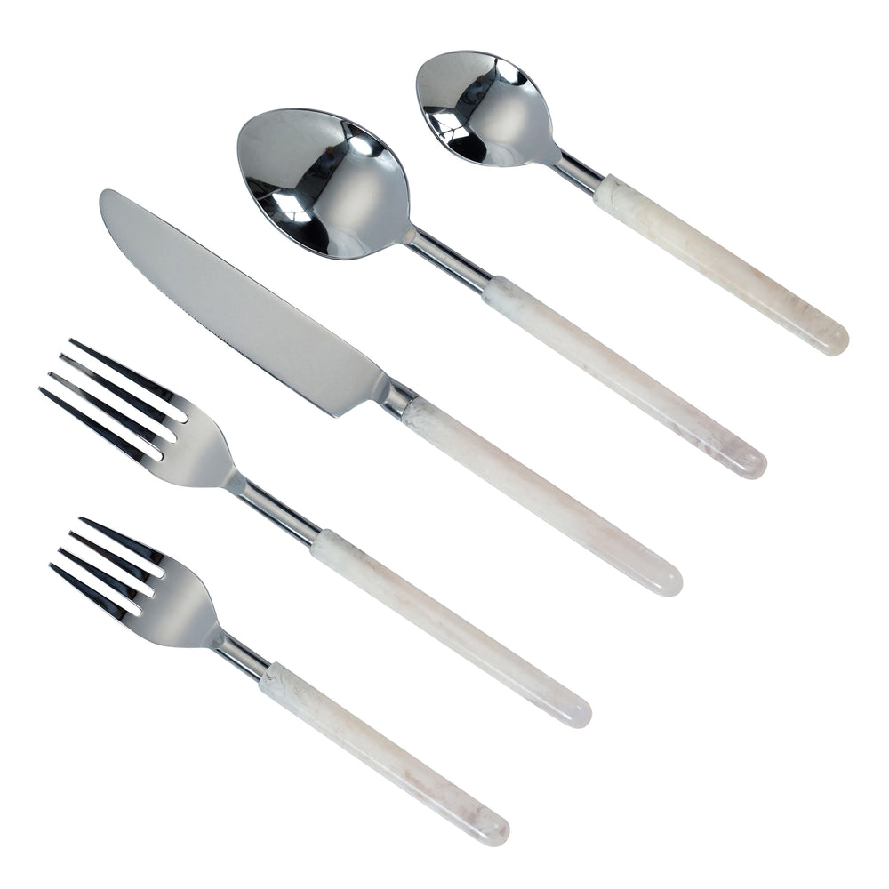 Frose Silver Stainless Steel Flatware - Set of 5 Pieces - Service For 1