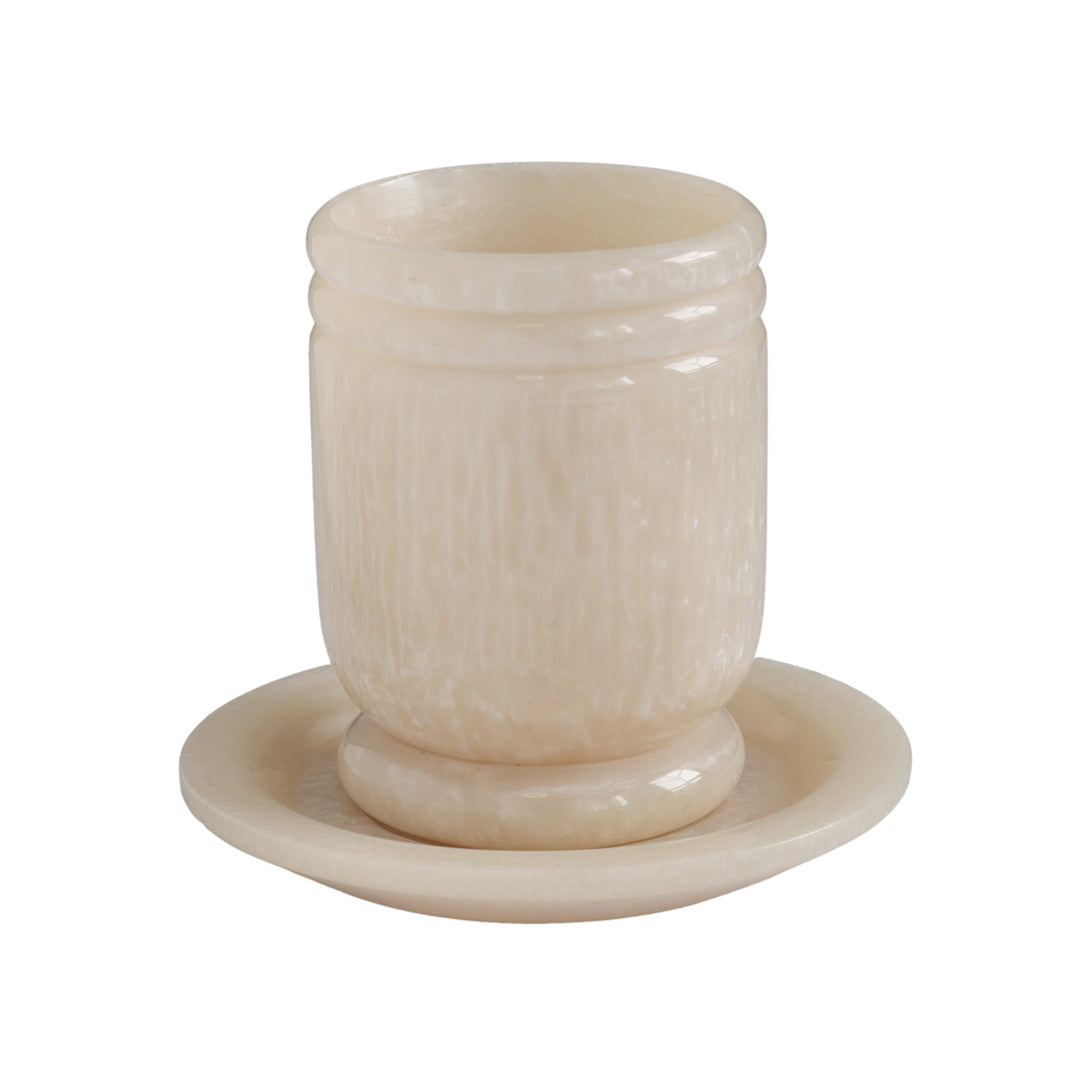 Channeled Swirl Tan Resin Kiddush Cup